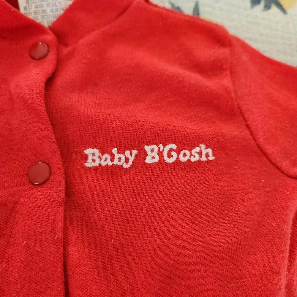 Baby B'Gosh Vtg Embroidered Logo Footie Sleeper Red Medium 19lbs Long Sleeve